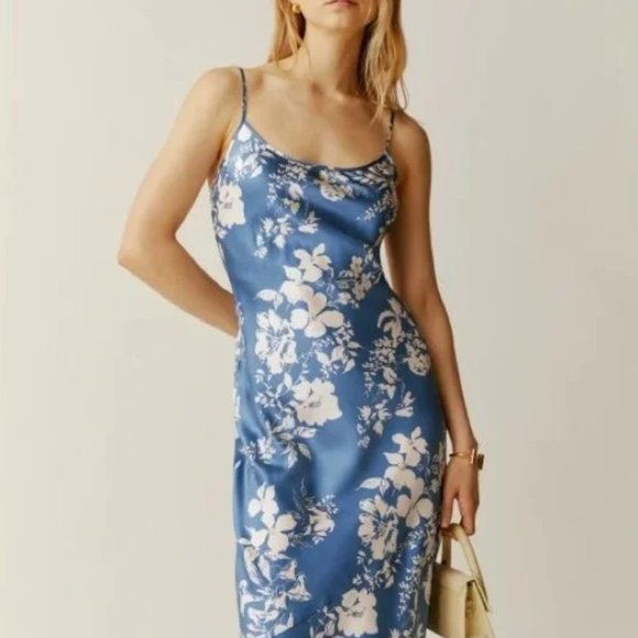 💜SPECIAL SALE💜Reformation Alisal Silk Dress in Cyanotype - Picture 7 of 16